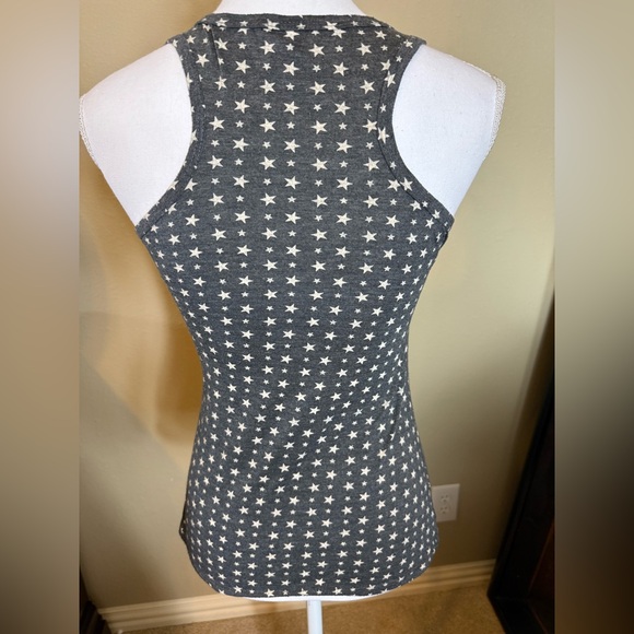 Vintage Judy Knapp Gray Star Patterned Women's Tank Top size small cropped ties - Picture 4 of 6